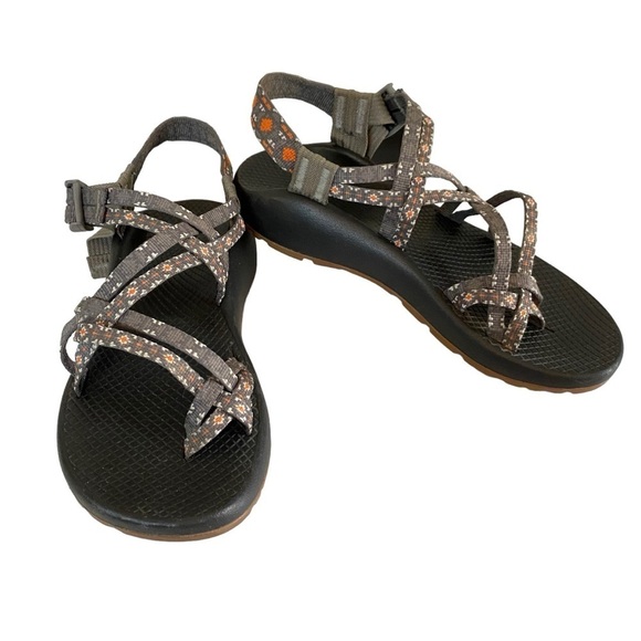 CHACO - SIZE 8 - THE CLASSIC CREED - ORANGE AZTEC WITH BLUE/ GRAY - EXC COND S4 - Picture 3 of 16